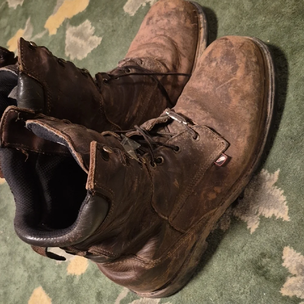 Red Wing Shoes Brown Leather Lace-Up Men's Work Boots